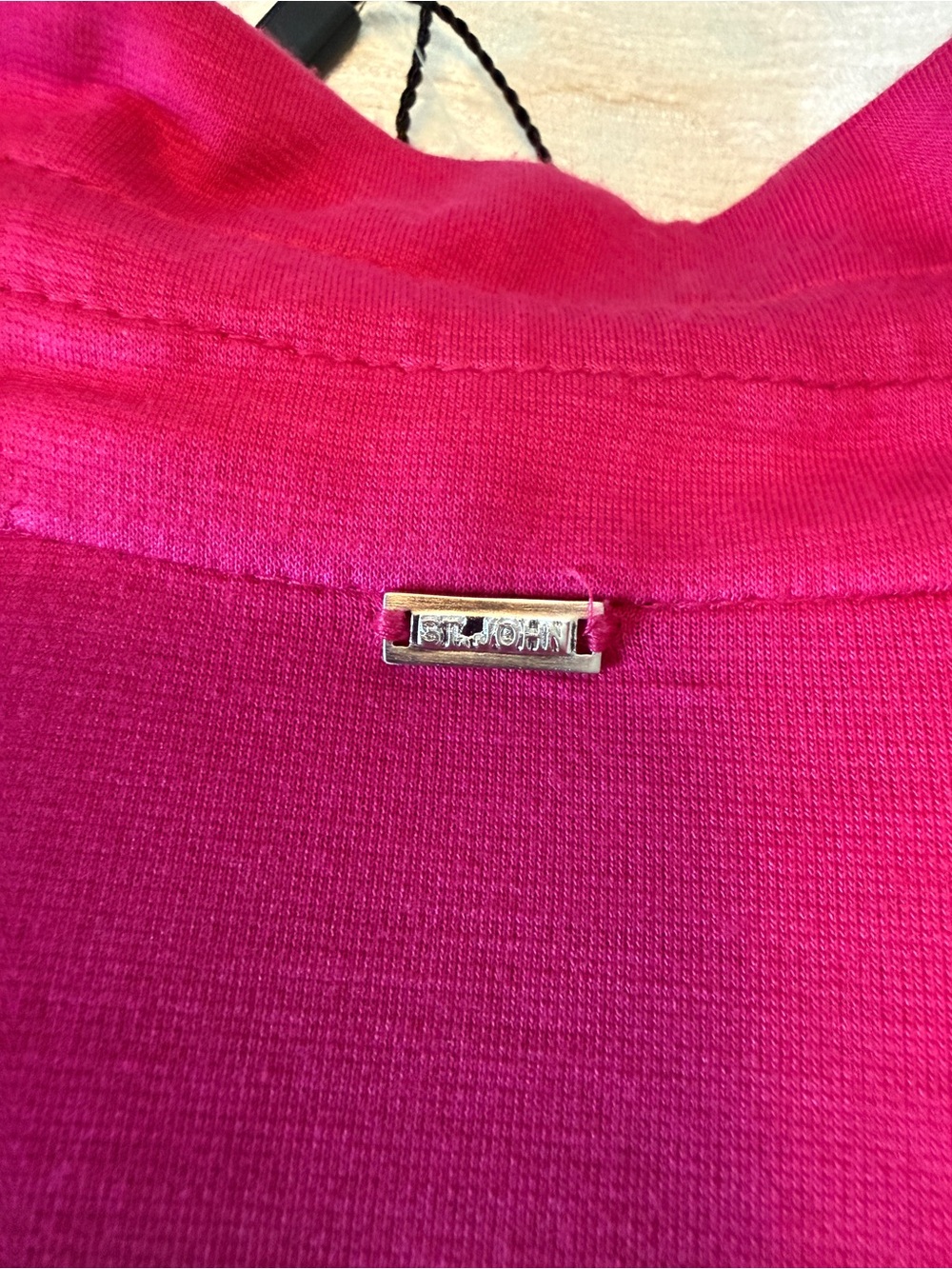New with tags, St. John Hot Pink Full Zip with front waist tie - Picture 5 of 7